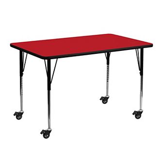 Flash Furniture Mobile 24''W x 48''L Rectangular HP Laminate Activity Table - Adjustable Legs