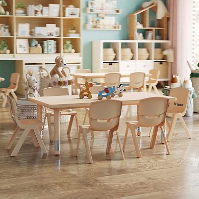Flash Furniture 24"W x 48"L Rectangle Plastic Adjustable Activity Table Set - 6 Chairs