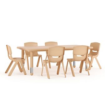 Flash Furniture 24"W x 48"L Rectangle Plastic Adjustable Activity Table Set - 6 Chairs