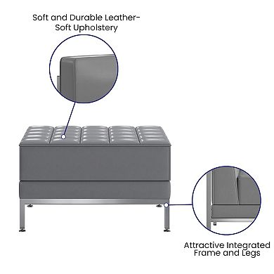 Flash Furniture LeatherSoft Quilted Tufted Modular Ottoman with Stainless Steel Legs