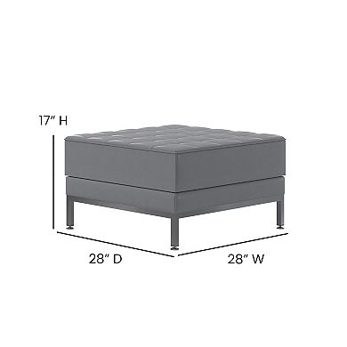 Flash Furniture LeatherSoft Quilted Tufted Modular Ottoman with Stainless Steel Legs