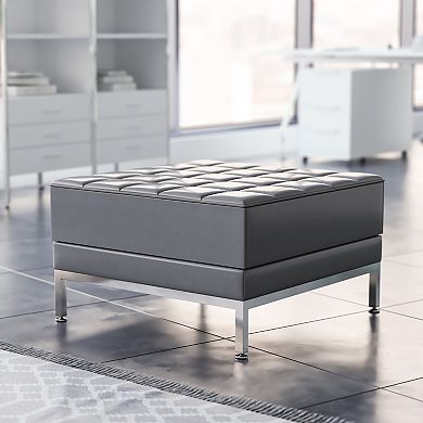 Flash Furniture LeatherSoft Quilted Tufted Modular Ottoman with Stainless Steel Legs
