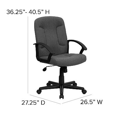 Flash Furniture Mid-Back Fabric Executive Swivel Office Chair with Nylon Arms