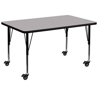 Flash Furniture Mobile 24''W x 48''L Thermal Laminate Activity Table - Adjustable Short Legs
