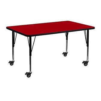 Flash Furniture Mobile 24''W x 48''L Thermal Laminate Activity Table - Adjustable Short Legs