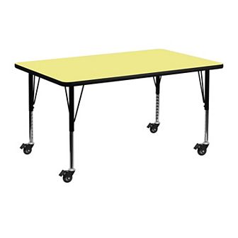 Flash Furniture Mobile 24''W x 48''L Thermal Laminate Activity Table - Adjustable Short Legs