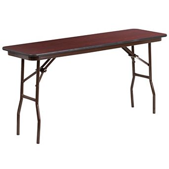 Flash Furniture 18" x 60" Rectangular Mahogany Melamine Laminate Folding Training Table