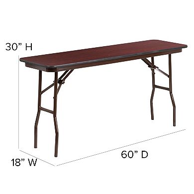 Flash Furniture 18" x 60" Rectangular Mahogany Melamine Laminate Folding Training Table