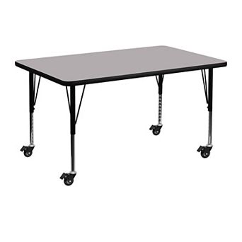 Flash Furniture Mobile 30''W x 48''L Thermal Laminate Activity Table - Adjustable Short Legs