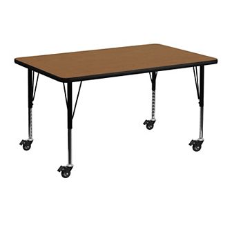 Flash Furniture Mobile 30''W x 48''L Thermal Laminate Activity Table - Adjustable Short Legs