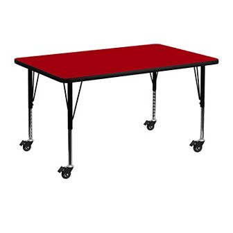 Flash Furniture Mobile 30''W x 48''L Thermal Laminate Activity Table - Adjustable Short Legs