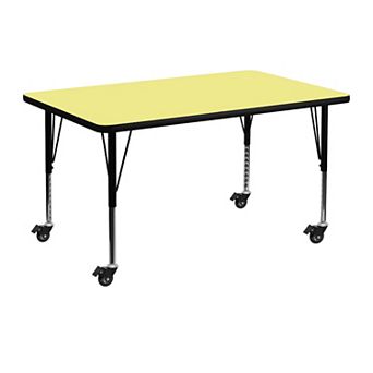 Flash Furniture Mobile 30''W x 48''L Thermal Laminate Activity Table - Adjustable Short Legs