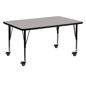 Flash Furniture Mobile 30''W x 60''L HP Laminate Activity Table - Adjustable Short Legs