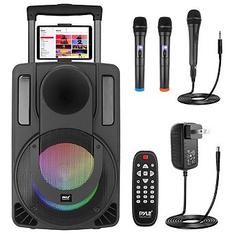 PyleUsa 15’' Portable PA Speaker System - Wireless BT Streaming PA & Karaoke Party Audio Speaker