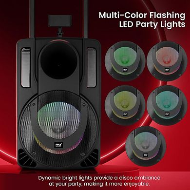 PyleUsa 15’' Portable PA Speaker System - Wireless BT Streaming PA & Karaoke Party Audio Speaker