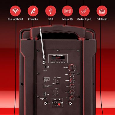 PyleUsa 15’' Portable PA Speaker System - Wireless BT Streaming PA & Karaoke Party Audio Speaker