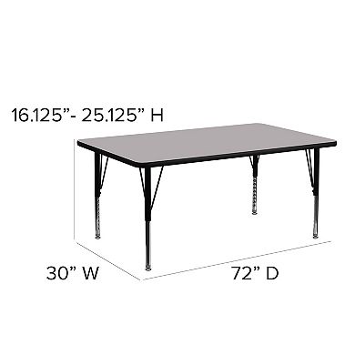 Flash Furniture 30''W x 72''L Thermal Laminate Activity Table - Adjustable Short Legs