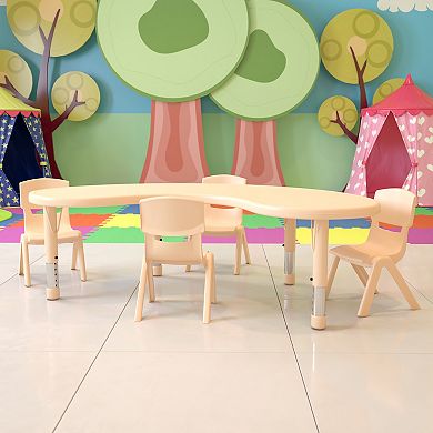 Flash Furniture 35"W x 65"L Half-Moon Plastic Adjustable Activity Table Set - 4 Chairs