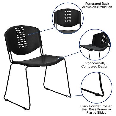 Flash Furniture 400 lb. Capacity Plastic Stack Chair with Frame and Textured Seat