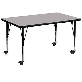 Flash Furniture Mobile 36''W x 72''L Thermal Laminate Activity Table - Adjustable Short Legs