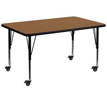 Flash Furniture Mobile 36''W x 72''L Thermal Laminate Activity Table - Adjustable Short Legs