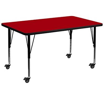 Flash Furniture Mobile 36''W x 72''L Thermal Laminate Activity Table - Adjustable Short Legs
