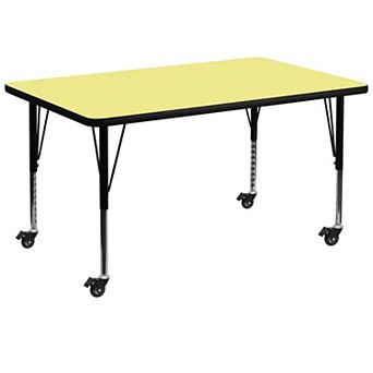 Flash Furniture Mobile 36''W x 72''L Thermal Laminate Activity Table - Adjustable Short Legs