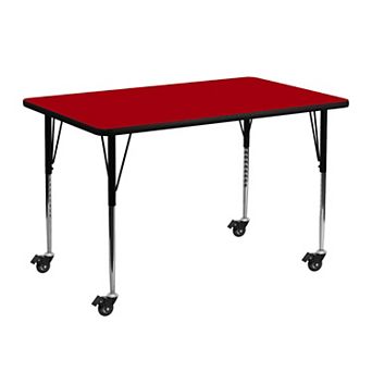 Flash Furniture Mobile 24''W x 48''L Thermal Laminate Activity Table - Adjustable Legs