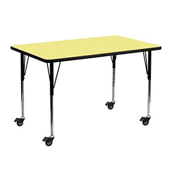 Flash Furniture Mobile 24''W x 48''L Thermal Laminate Activity Table - Adjustable Legs