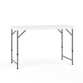 Flash Furniture 4-Foot Height Adjustable Bi-Fold Plastic Folding Table w/ Handle