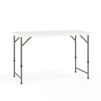 Flash Furniture 4-Foot Height Adjustable Bi-Fold Plastic Folding Table w/ Handle