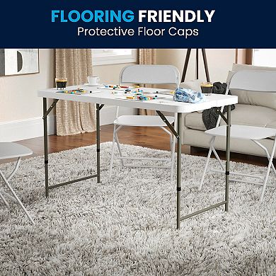 Flash Furniture 4-Foot Height Adjustable Bi-Fold Plastic Folding Table w/ Handle
