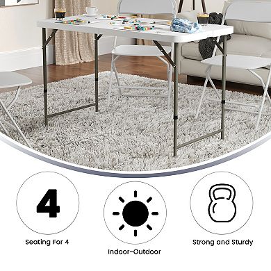 Flash Furniture 4-Foot Height Adjustable Bi-Fold Plastic Folding Table w/ Handle