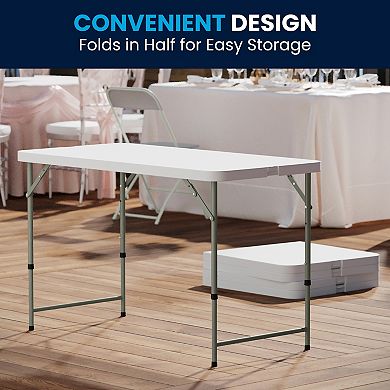 Flash Furniture 4-Foot Height Adjustable Bi-Fold Plastic Folding Table w/ Handle