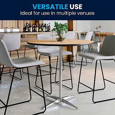Flash Furniture 36" Round Wood Commercial Grade Cocktail Table with 30" and 42" Columns