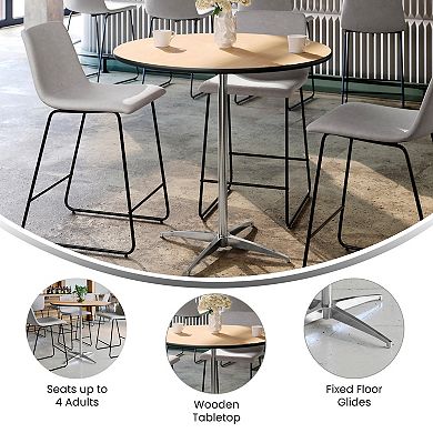 Flash Furniture 36" Round Wood Commercial Grade Cocktail Table with 30" and 42" Columns