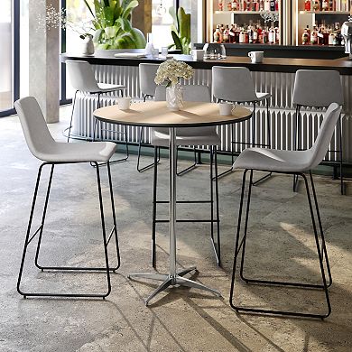 Flash Furniture 36" Round Wood Commercial Grade Cocktail Table with 30" and 42" Columns