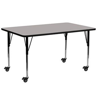 Flash Furniture Mobile 30''W x 72''L Rectangular HP Laminate Activity Table - Adjustable Legs