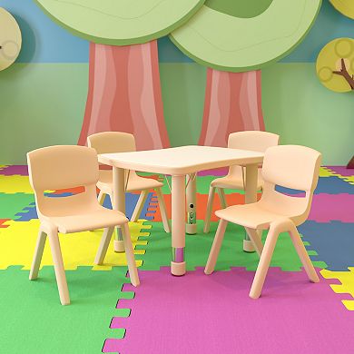 Flash Furniture 21.875"W x 26.625"L Rectangle Plastic Activity Table Set with 4 Chairs