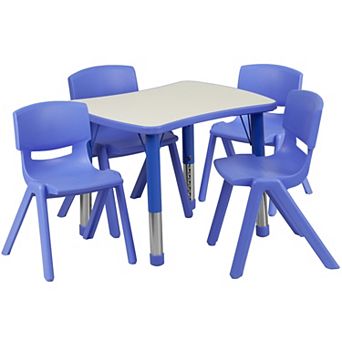 Flash Furniture 21.875"W x 26.625"L Rectangle Plastic Activity Table Set with 4 Chairs
