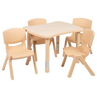 Flash Furniture 21.875"W x 26.625"L Rectangle Plastic Activity Table Set with 4 Chairs