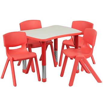 Flash Furniture 21.875"W x 26.625"L Rectangle Plastic Activity Table Set with 4 Chairs