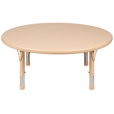 Flash Furniture 45" Round Plastic Height Adjustable Activity Table - School Table for 4