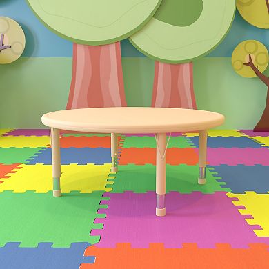 Flash Furniture 45" Round Plastic Height Adjustable Activity Table - School Table for 4