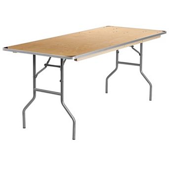 Flash Furniture 30" x 72" HEAVY DUTY Birchwood Folding Table with METAL Edges & Corner Guards