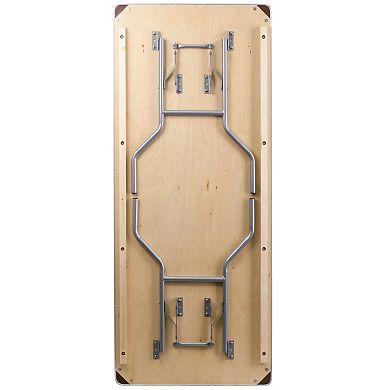 Flash Furniture 30" x 72" HEAVY DUTY Birchwood Folding Table with METAL Edges & Corner Guards