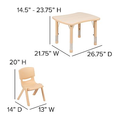 Flash Furniture 21.875"W x 26.625"L Rectangle Plastic Activity Table Set with 2 Chairs