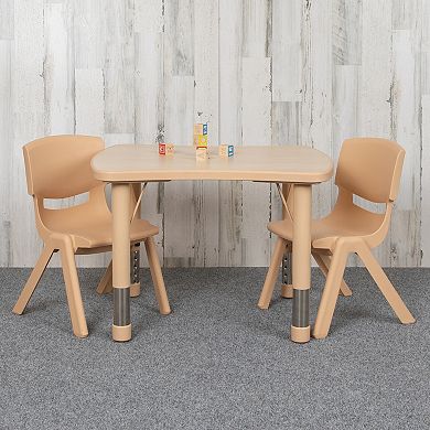 Flash Furniture 21.875"W x 26.625"L Rectangle Plastic Activity Table Set with 2 Chairs