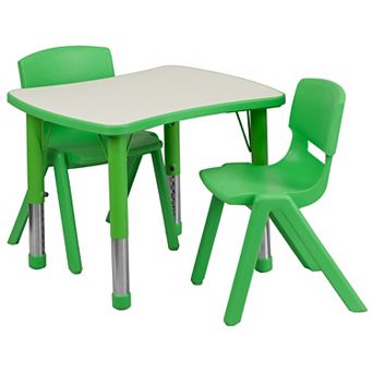 Flash Furniture 21.875"W x 26.625"L Rectangle Plastic Activity Table Set with 2 Chairs