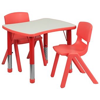 Flash Furniture 21.875"W x 26.625"L Rectangle Plastic Activity Table Set with 2 Chairs